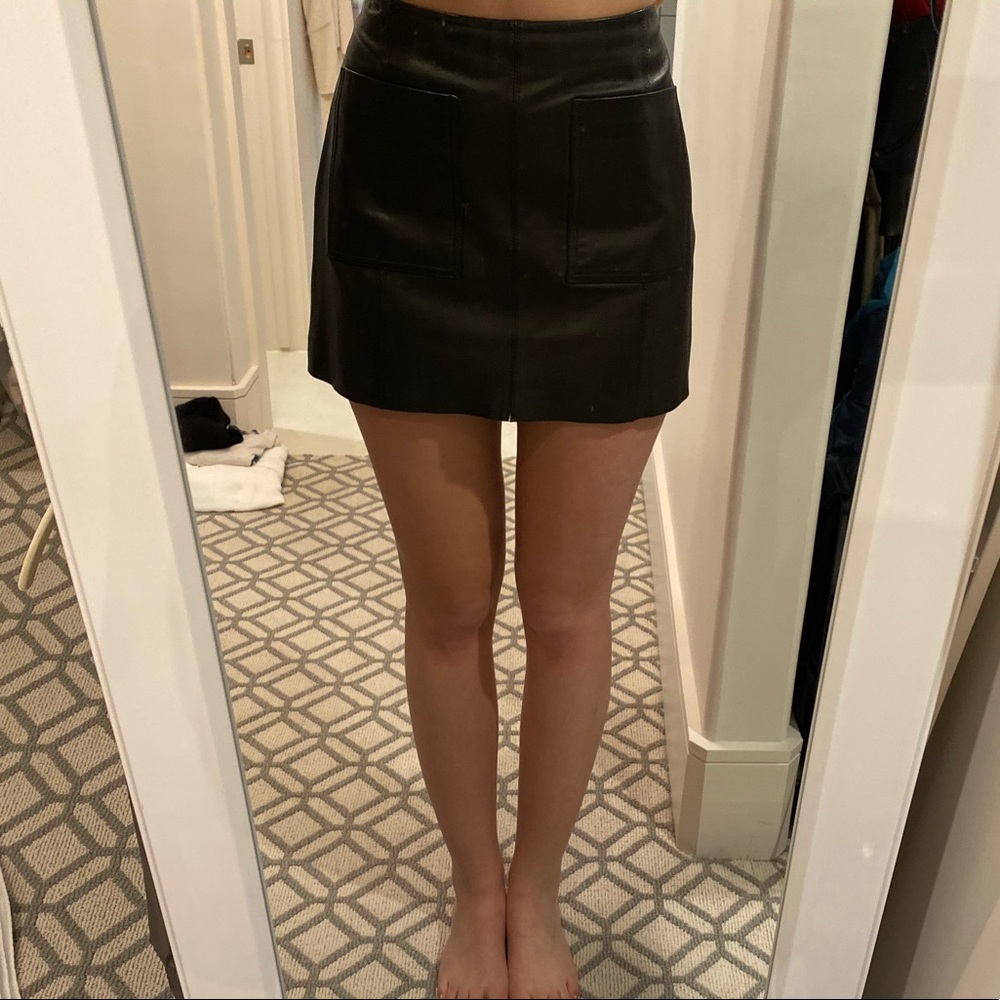 Joie black leather skirt